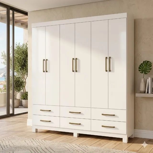 Guarda roupa com 6 portas e gavetas