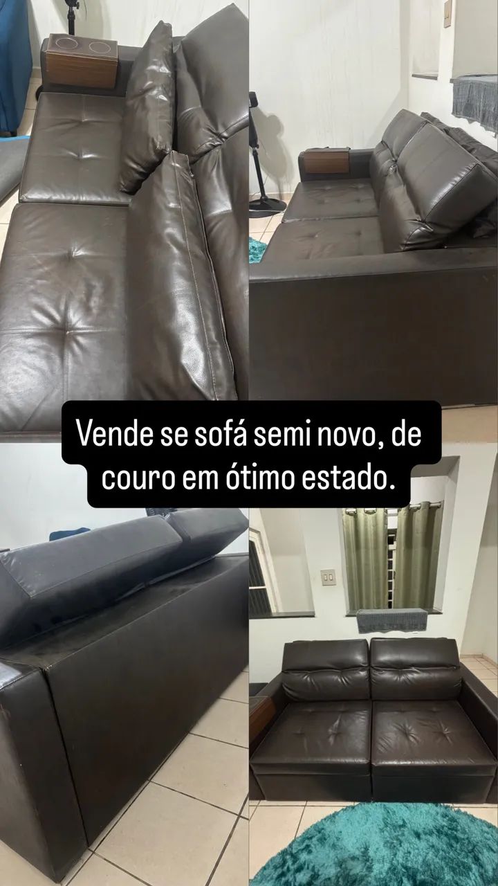 Sofá seminovo de couro sintético  - Foto 5