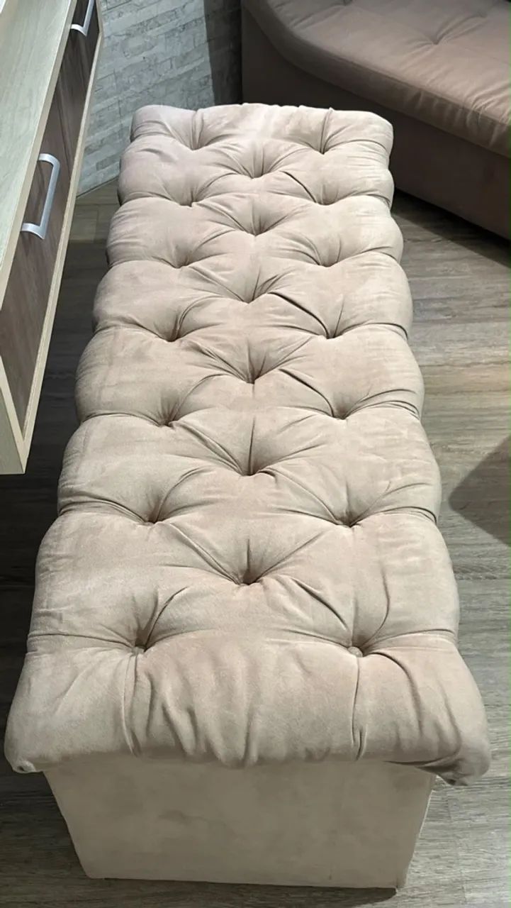 Sofá de 3 lugares com chaise + baú estofado - Foto 5