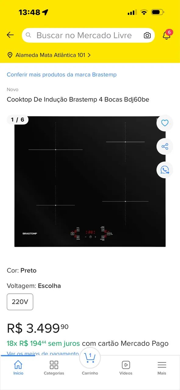 Coocktop de indução Brastemp modelo 