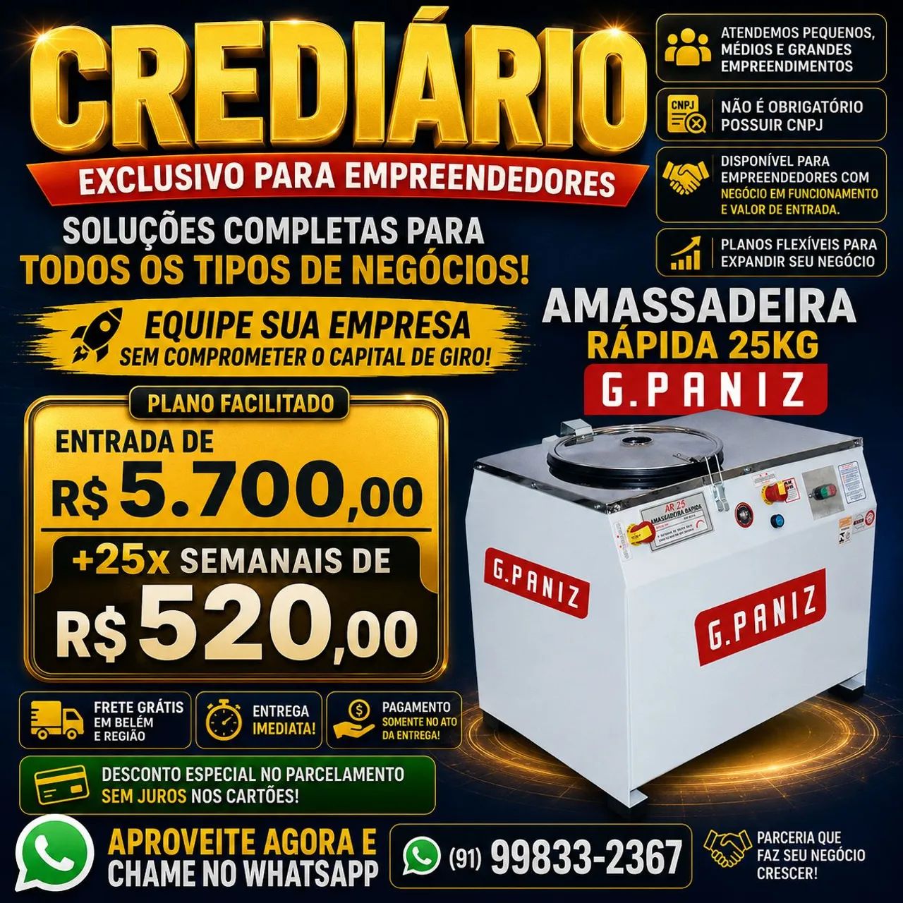Masseira Rápida 25Kg G.Paniz - Crediário para Empreendedores
