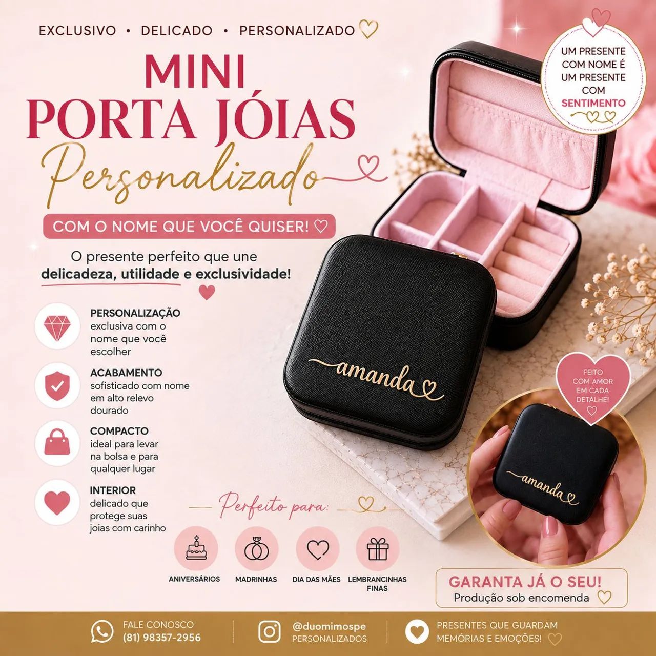 Mini porta jóia personalizado