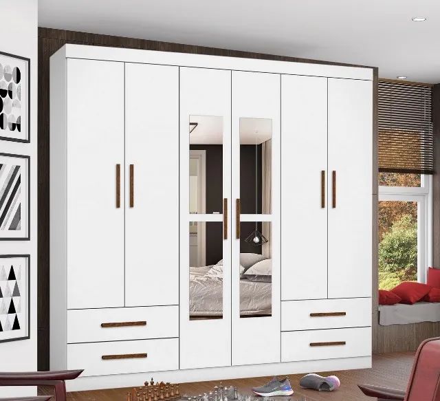 Guarda Roupa Branco Hercules Plus 6 Portas