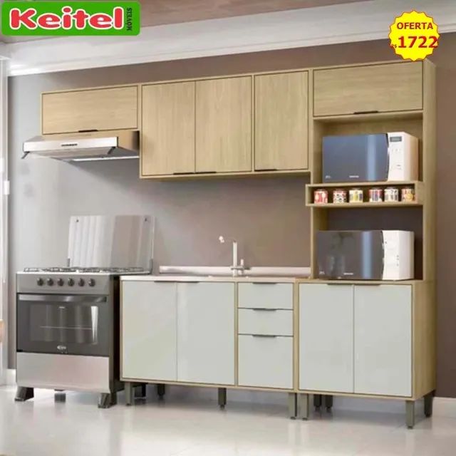 Cozinha Modulada Glória 4 Peças Castanho / Off White 