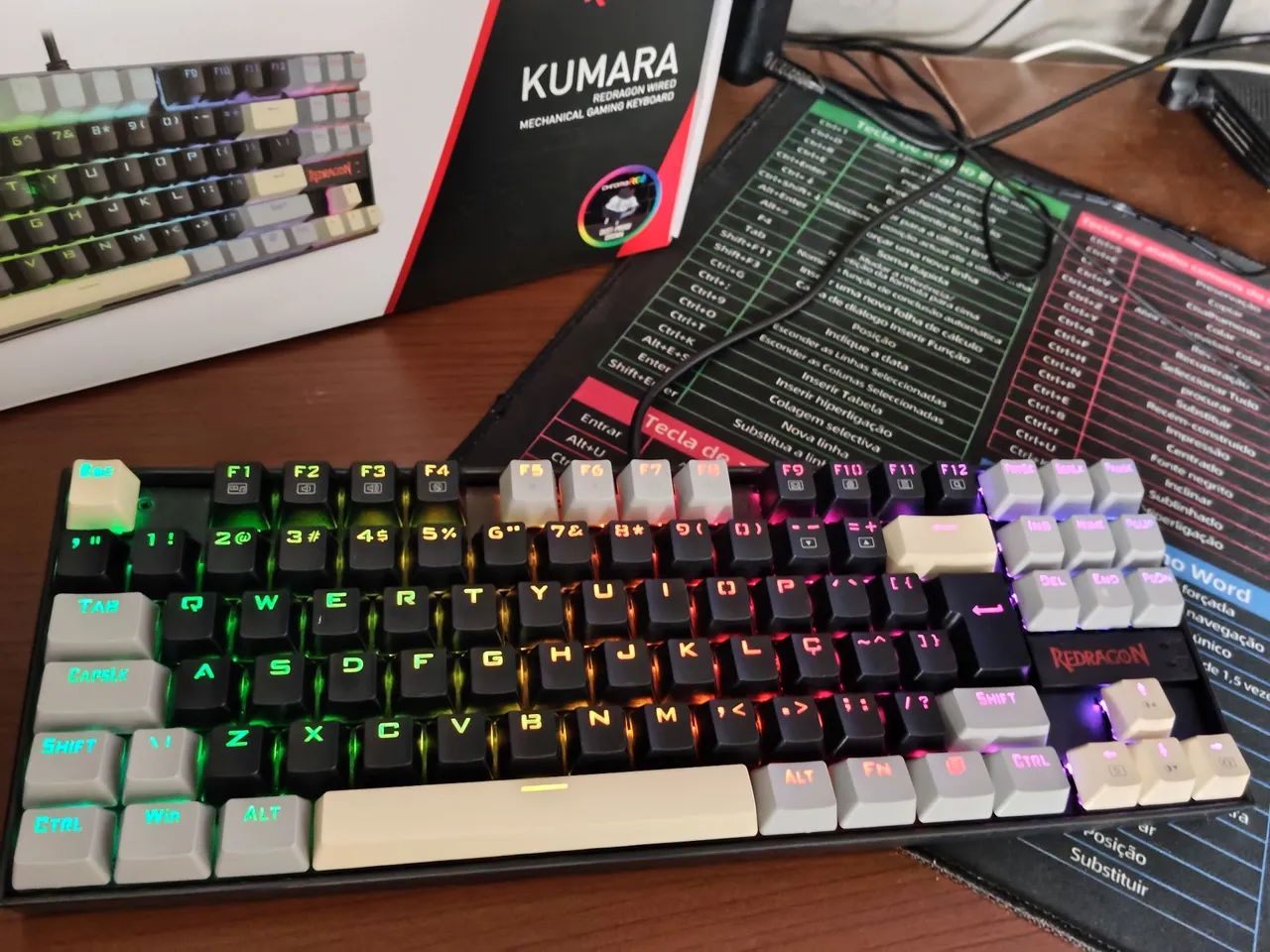 Teclado Mecanico Redragon Kumara, RGB, ABNT2, Switch Marrom - Foto 3