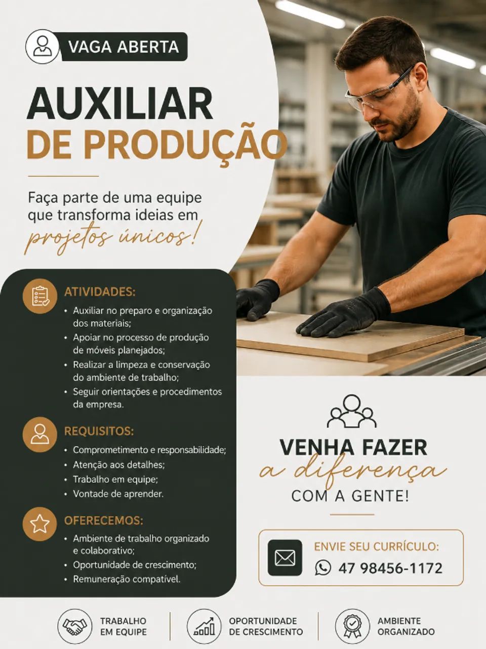 Vaga AUXILIAR DE PRODUÇÃO