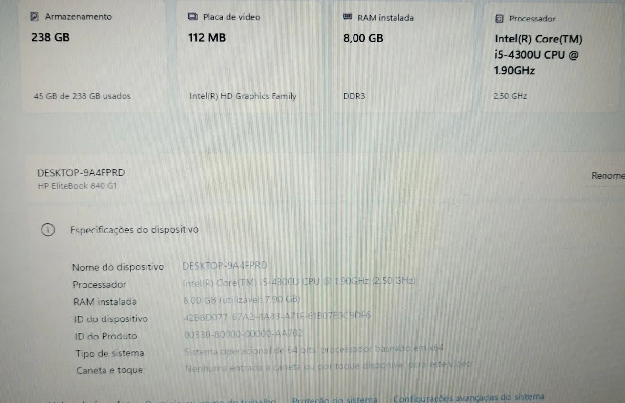 Ultrabook HP i5 com SSD 256, 8 de ram Win 11  - Foto 2