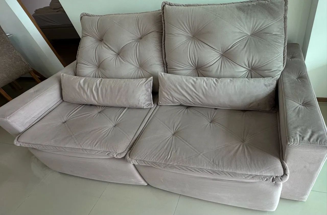 Sofá Retrátil e Reclinável Rosé 2,20m - Muito Conservado