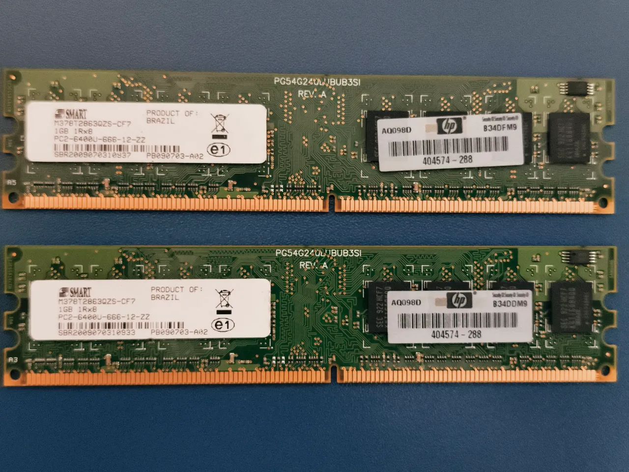 Memória DDR2 2GB (2X1GB) Smart HP