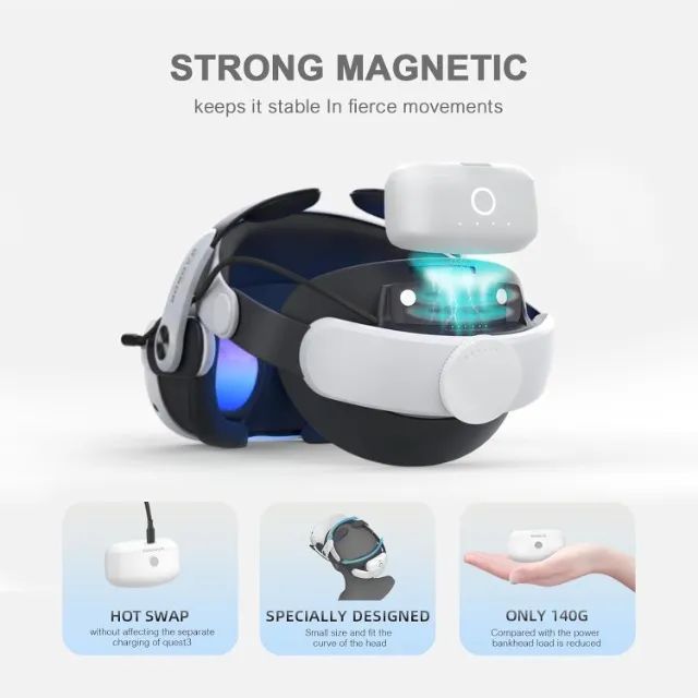 Meta Quest 3 512gb + Bobo VR 3 + Bateria Externa - Periféricos e