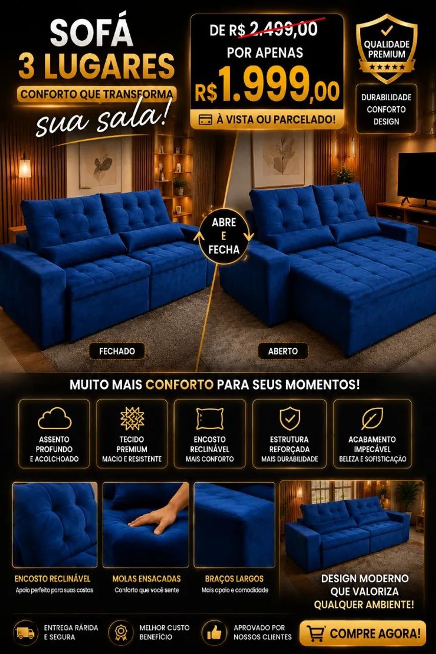 Sofá retrátil comfort Premium entrega grátis  - Foto 2