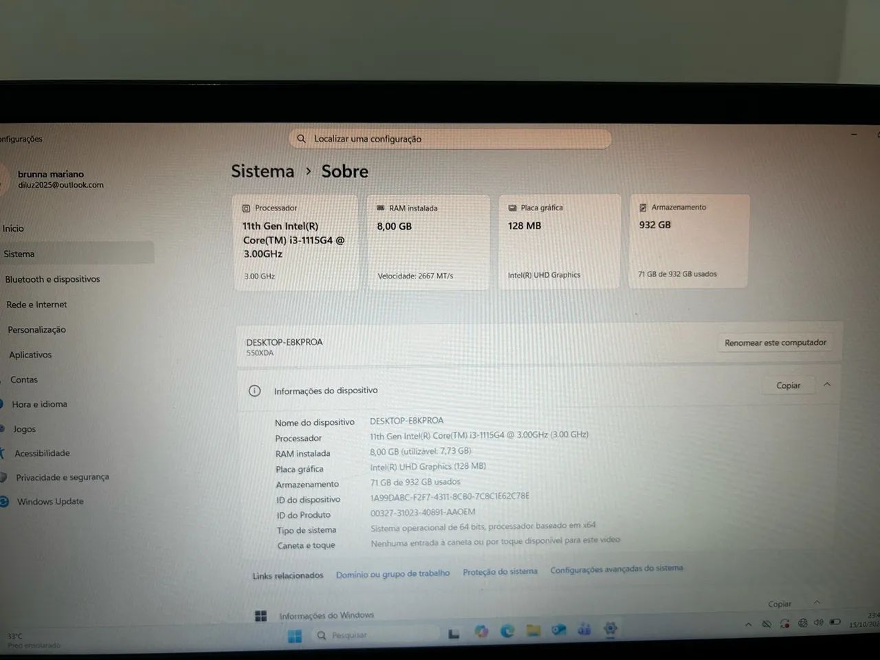 Notebook i3 11ª Geração + 8GB RAM + 1TB + Windows 11 - Foto 5
