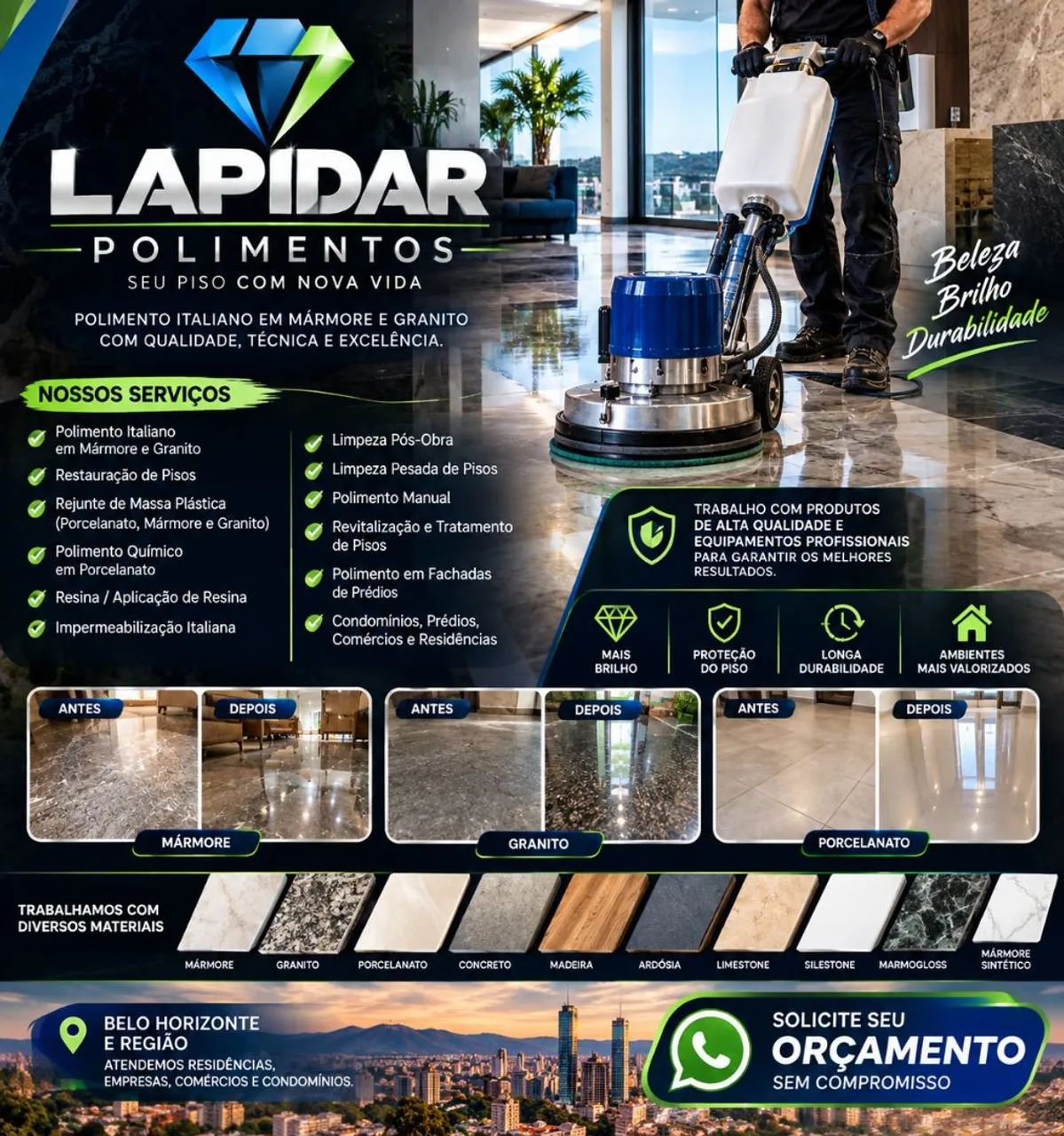Polimento de pisos em geral