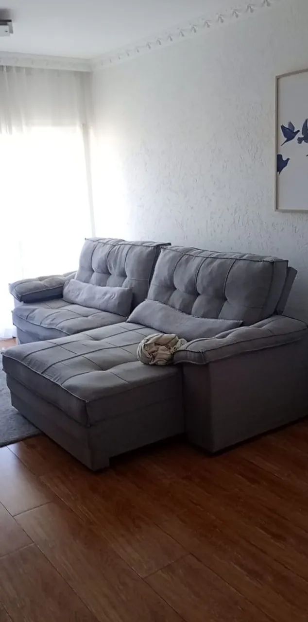 Sofá retrátil de linho rack e mesa com 4 cadeiras  - Foto 3