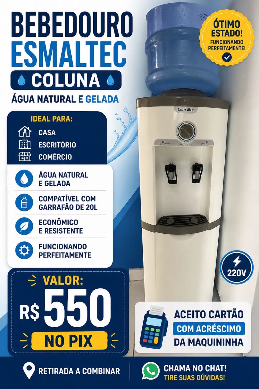 BEBEDOURO ESMALTEC COLUNA - ÁGUA NATURAL E GELADA 