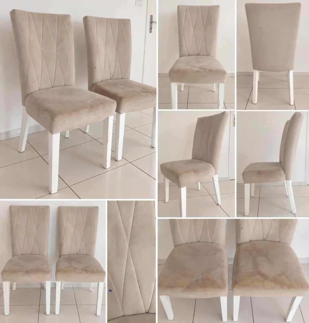 2 Cadeiras Estofadas de Encosto Alto - R$ 100 cada.