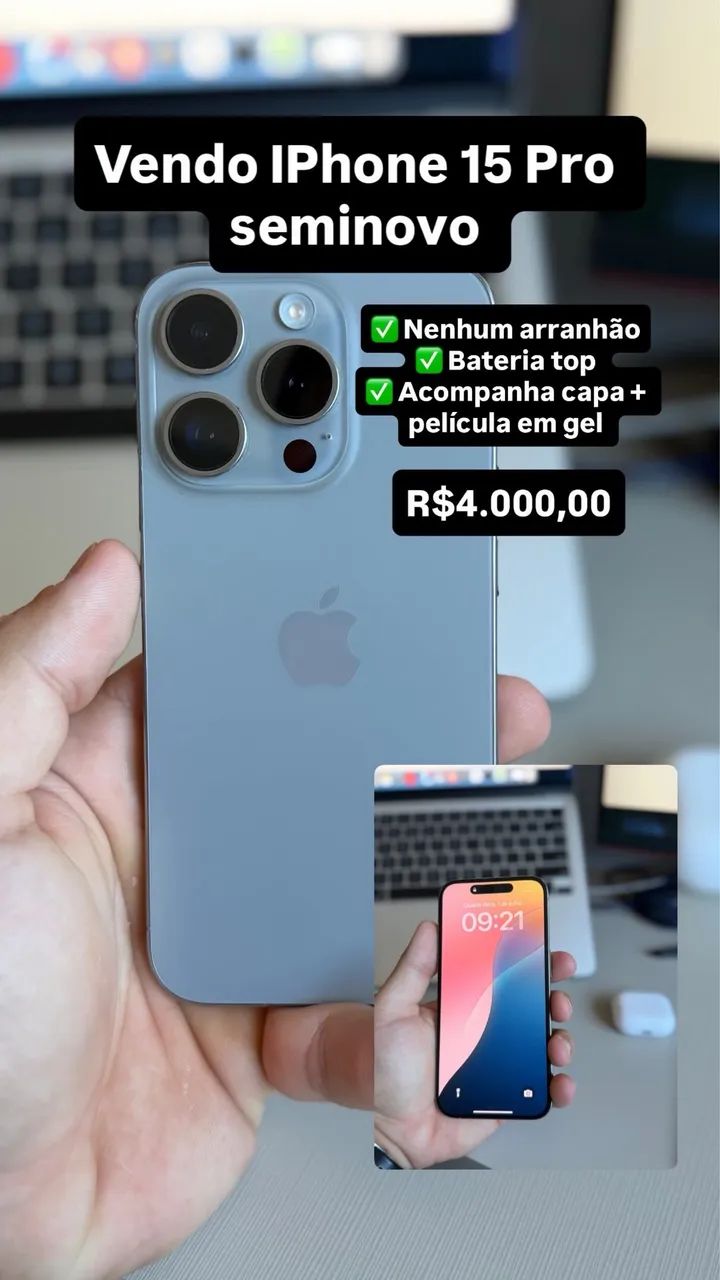 iPhone 15 Pro 256GB Seminovo 