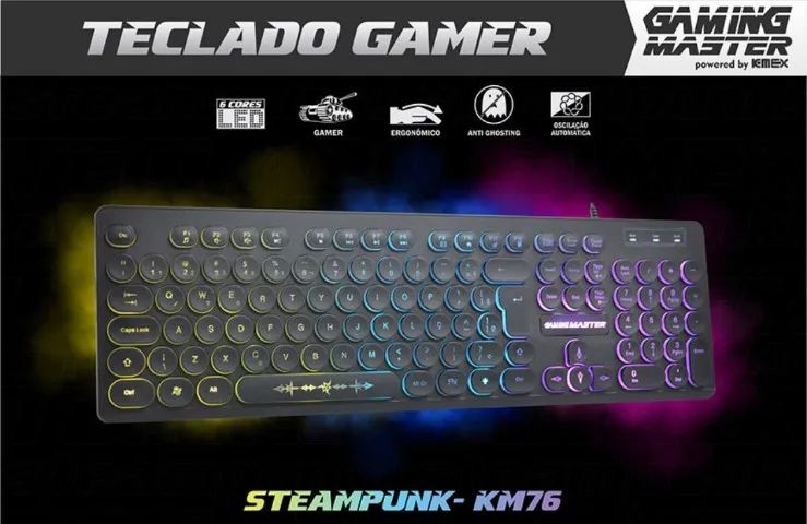 Teclado Gamer Steampunk Km76 K-mex *ENTREGA GRÁTIS* - Foto 2