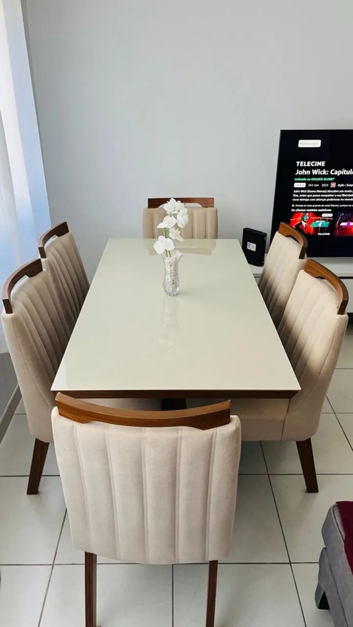 Sala de jantar mesa de vidro, 6 lugares - Foto 2
