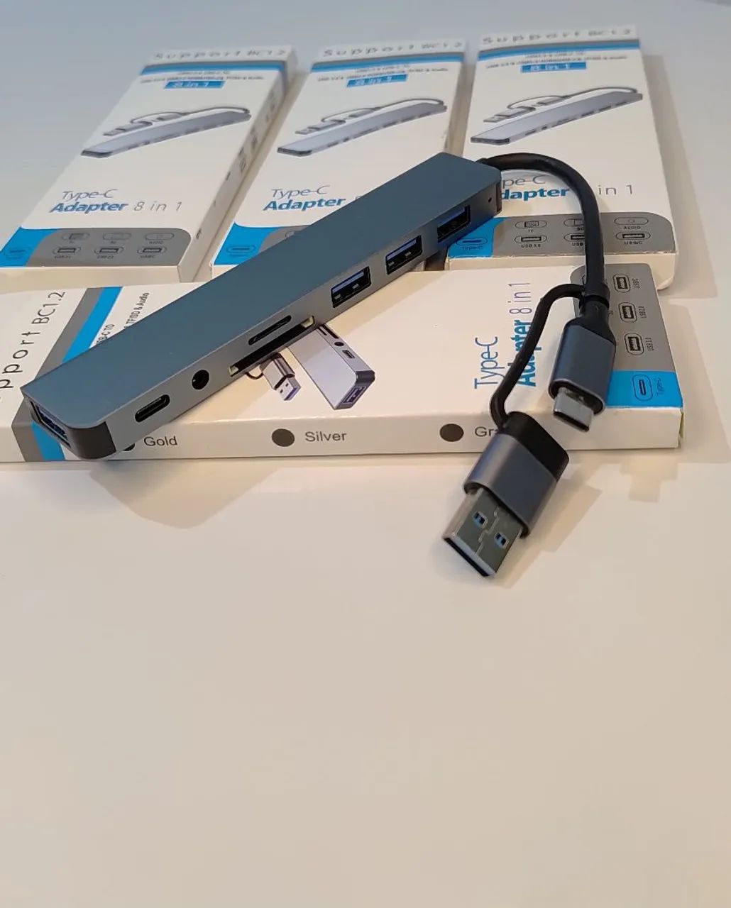 Adaptador HUB 8IN1 USB E TIPO C MicroSD P2 