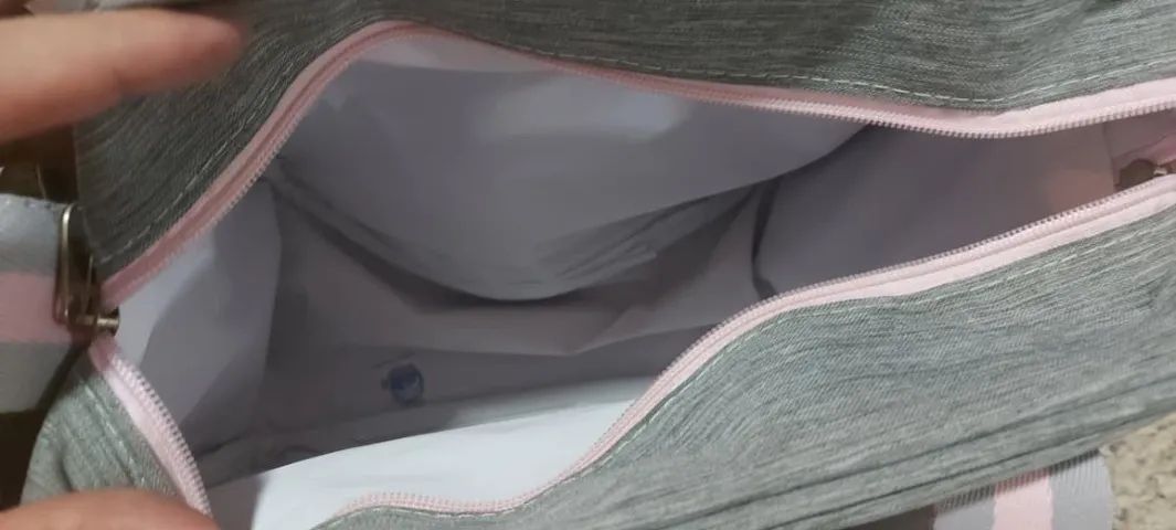 Kit Bolsa Maternidade (Grande + Média) - Cinza com Rosa - Foto 4