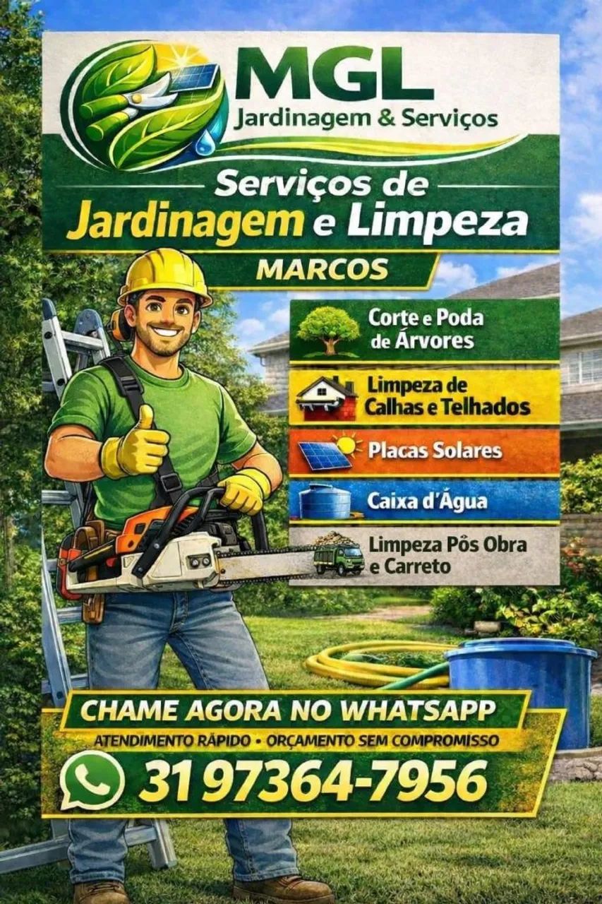 Jardinagem, poda de árvores e limpeza de calhas - MGL Serviços