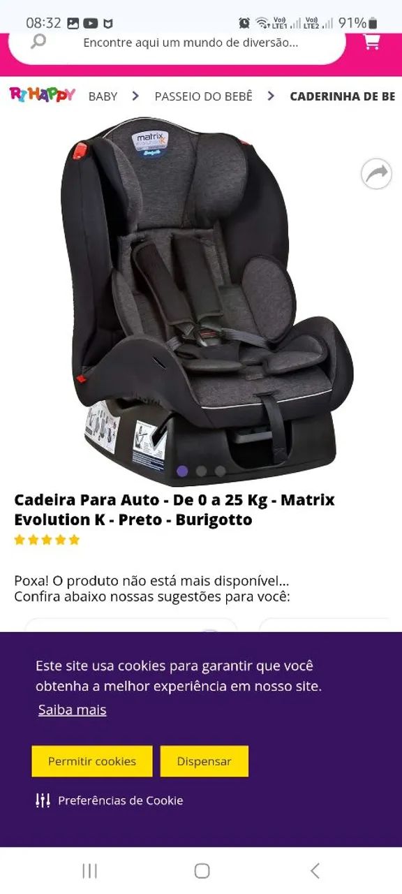 Cadeira para Carro Burigotto Matrix Evolution (0 a 25kg) - Bem Conservada