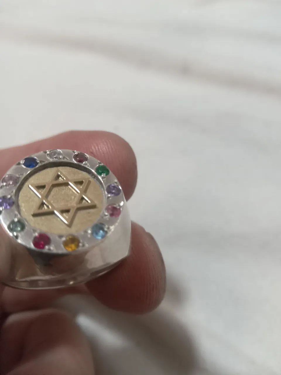 Anel estrela Davi ouro e prata - Foto 4