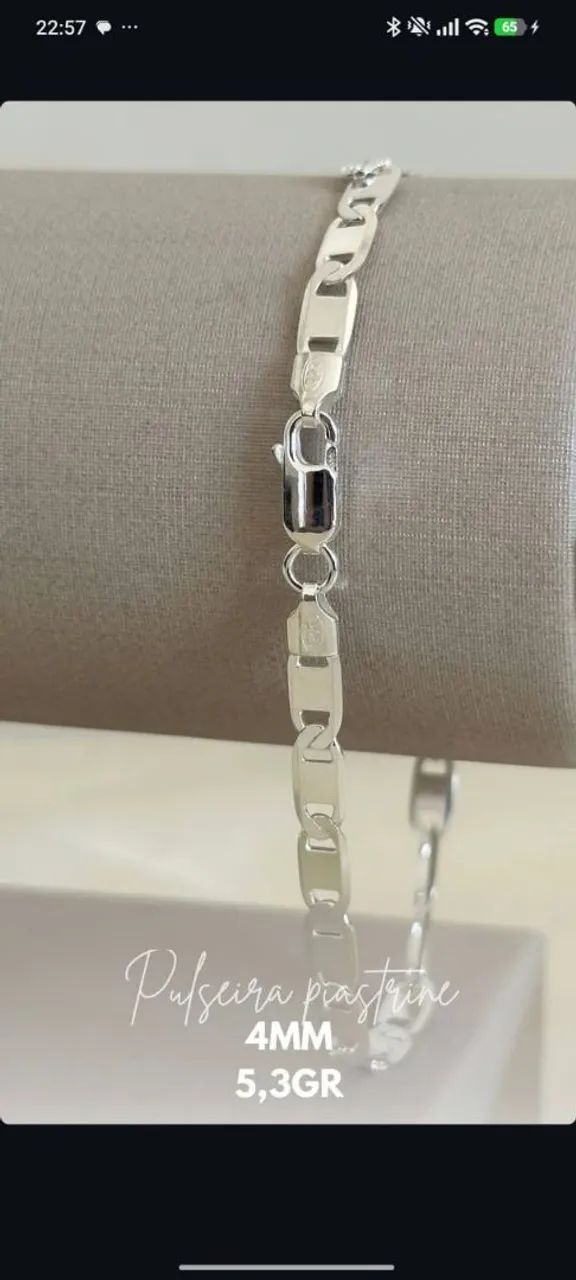 Pulseira Peastrine 4mm 5,3g (Prata925) 