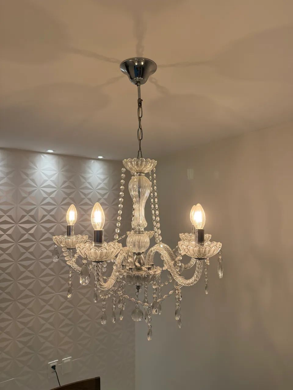 Lustre clássico em cristal 5 lâmpadas  - Foto 3