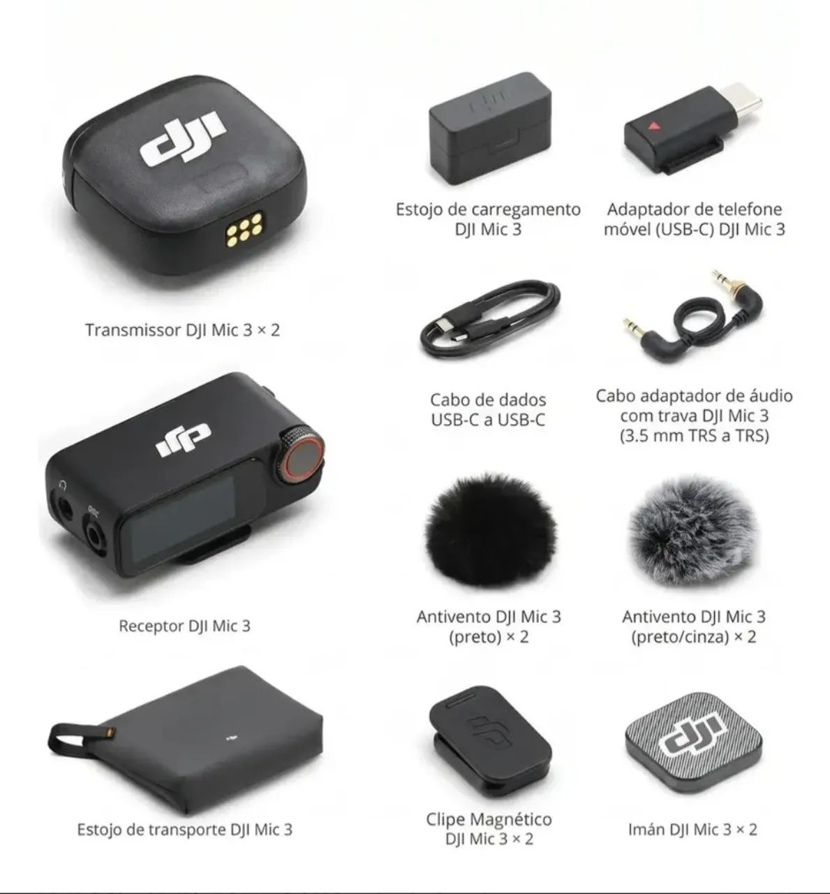 DJI Mic Mini 3 com 2 TX + 1 RX + Charging Case lançamento  - Foto 3