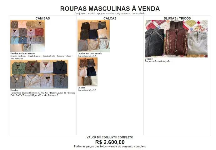 Roupas Masculinas à Venda