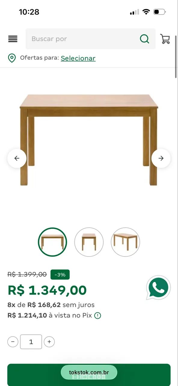 Mesa TokStok Noah 1,30x80 - Foto 4