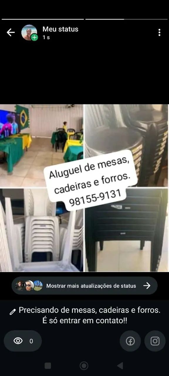 Aluguel de Cadeiras, mesas e forros - Sobradinho e Região!!!!