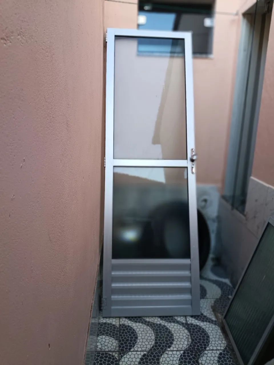 Aluminum and glass door.