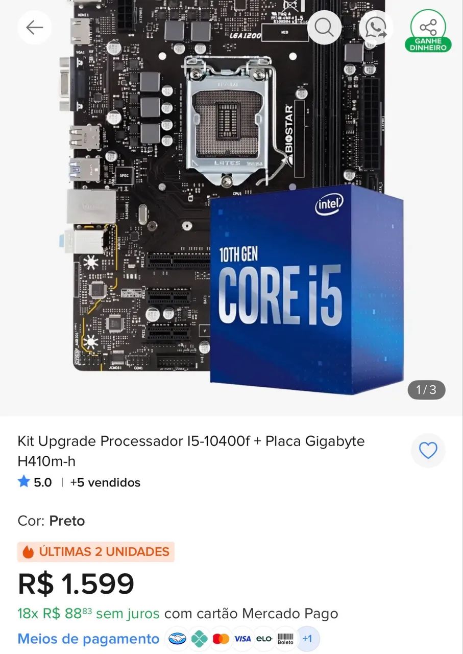 Processador I5 10400f + Placa Mãe H410h m - Foto 3