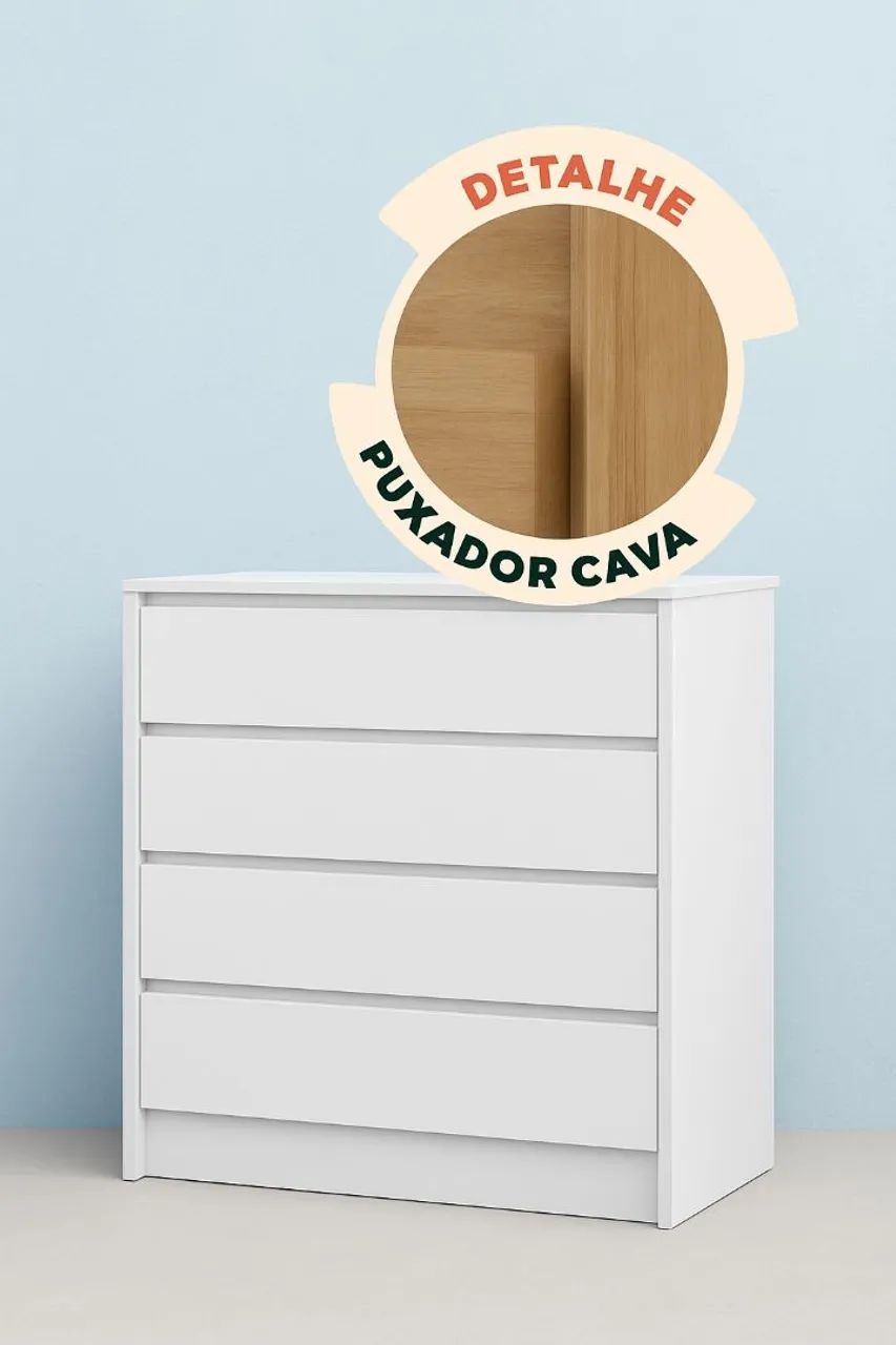 Cômoda Carla 4 Gavetas com Telescópica  - Foto 2