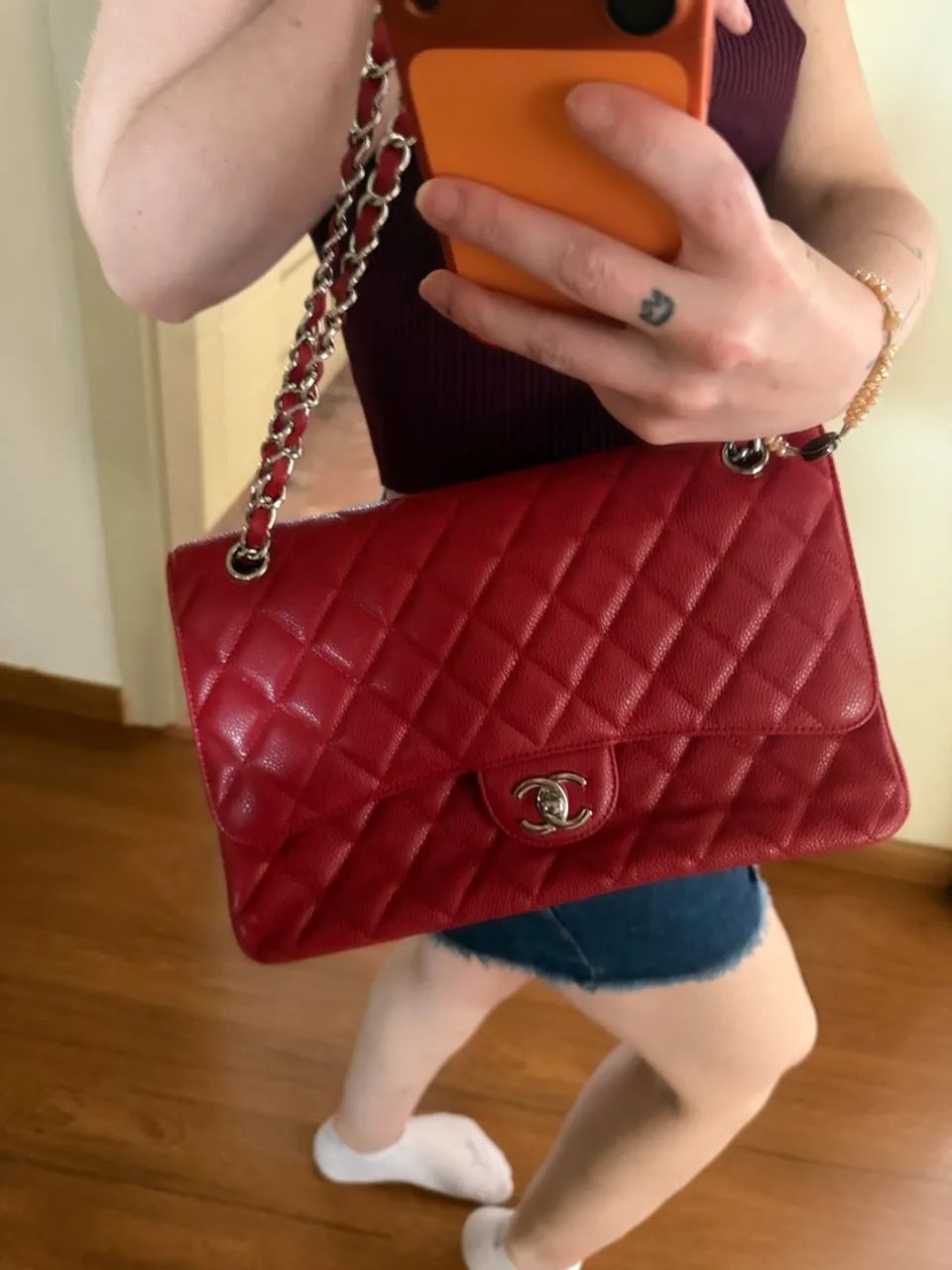 Bolsa Chanel vermelha flap - Foto 5