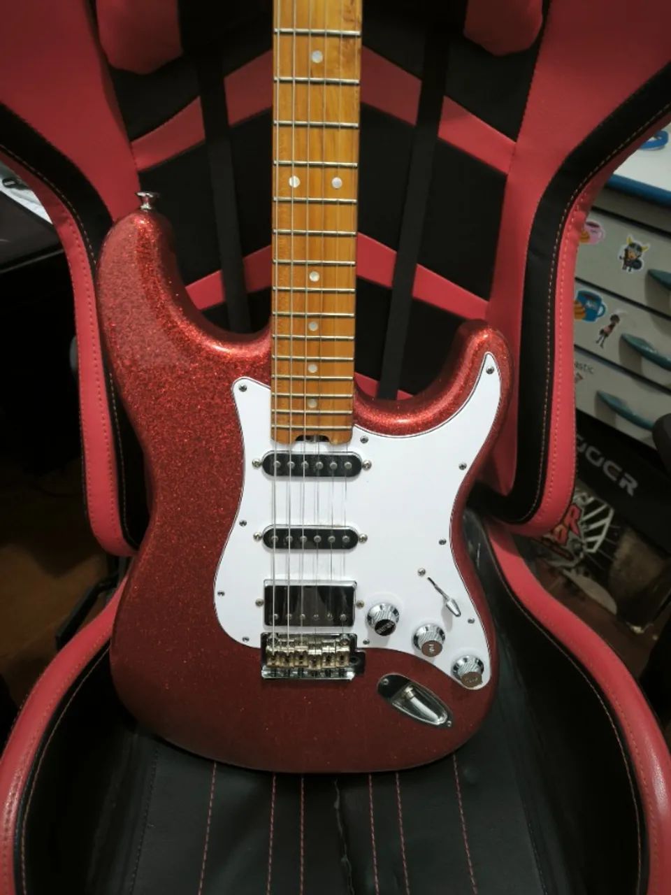 guitarra studebacker sparckle red strato HSS