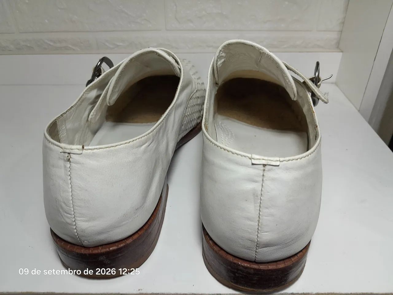 Sapato masculino couro branco usado - Foto 5