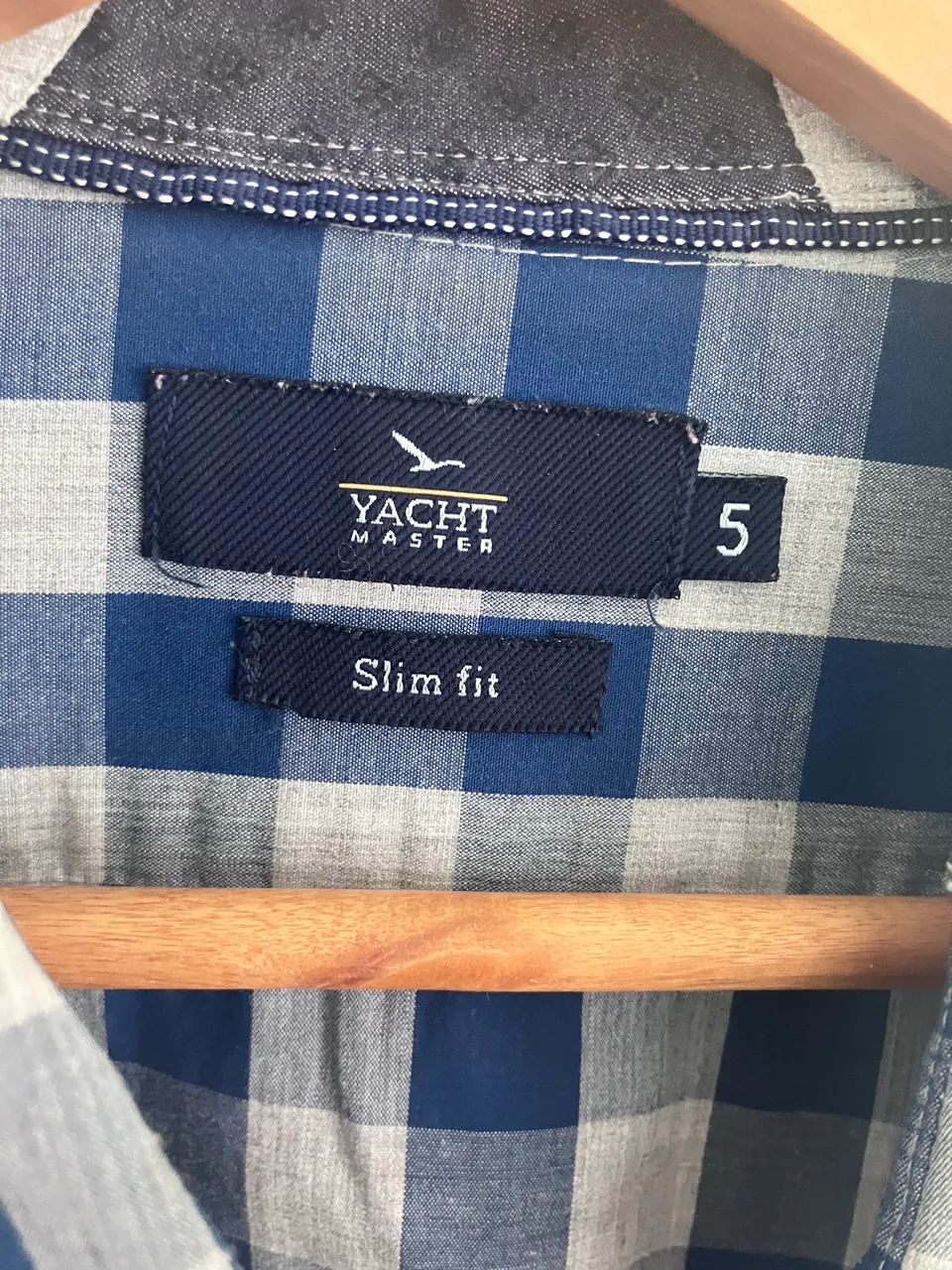 Camisa Yacht Master Slim Fit - Xadrez Azul e Cinza - Foto 3
