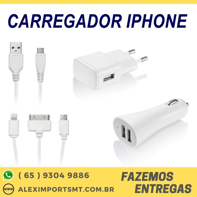 Carregador Celular + Carregado Energia + 1 Cabo Micro Usb para Iphone Veicular