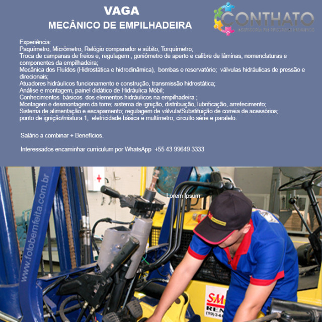 Mecânico de Empilhadeira - vaga para Arapongas