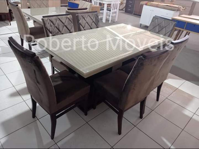 Mesa de Vidro 6 Cadeiras Retangular Nova