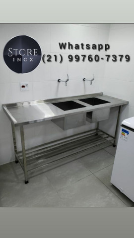 Bancada com cubas pias de inox sob medida