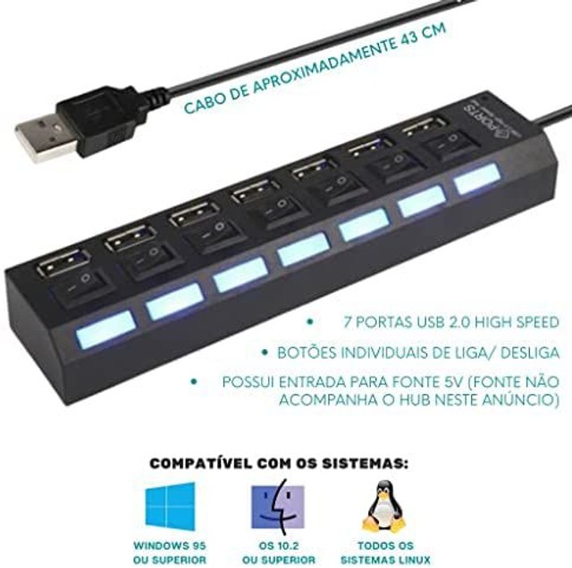 Hub USB 7 Portas (NOVO) - Foto 3
