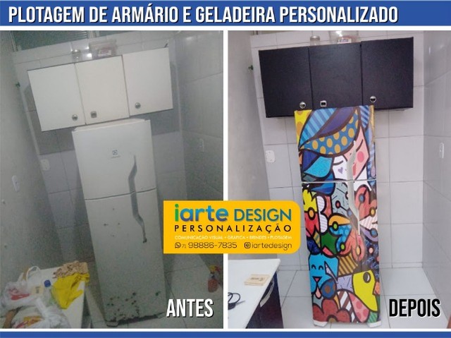 Plotagem de geladeira e fogão liso ou personalizado.