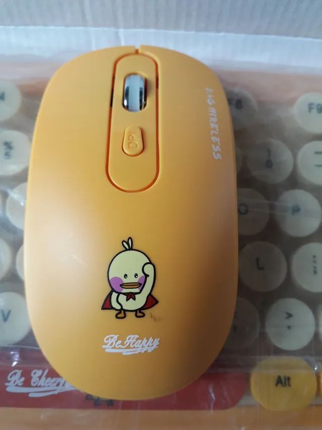 Teclado e mouse sem fio be happy amarelo - Foto 3