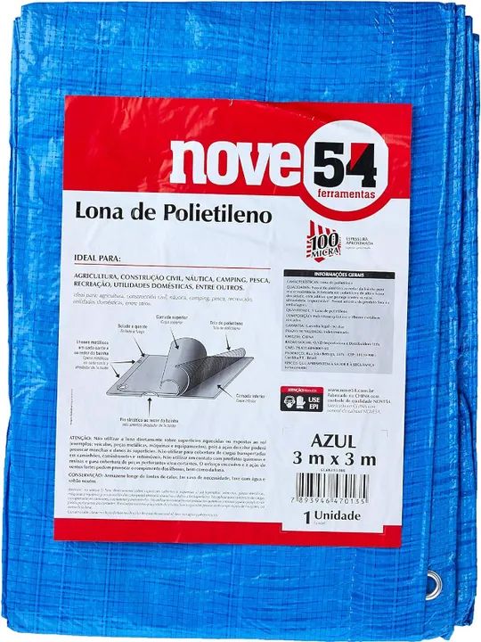 Lona de Polietileno Encerado 3m x 3m Azul 100 Micra - Nove54
