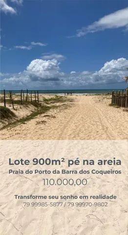 Vendo 2 lotes juntos a beira-mar com 900m2 no total, pé na areia, números 50 e 55, Qd. 5